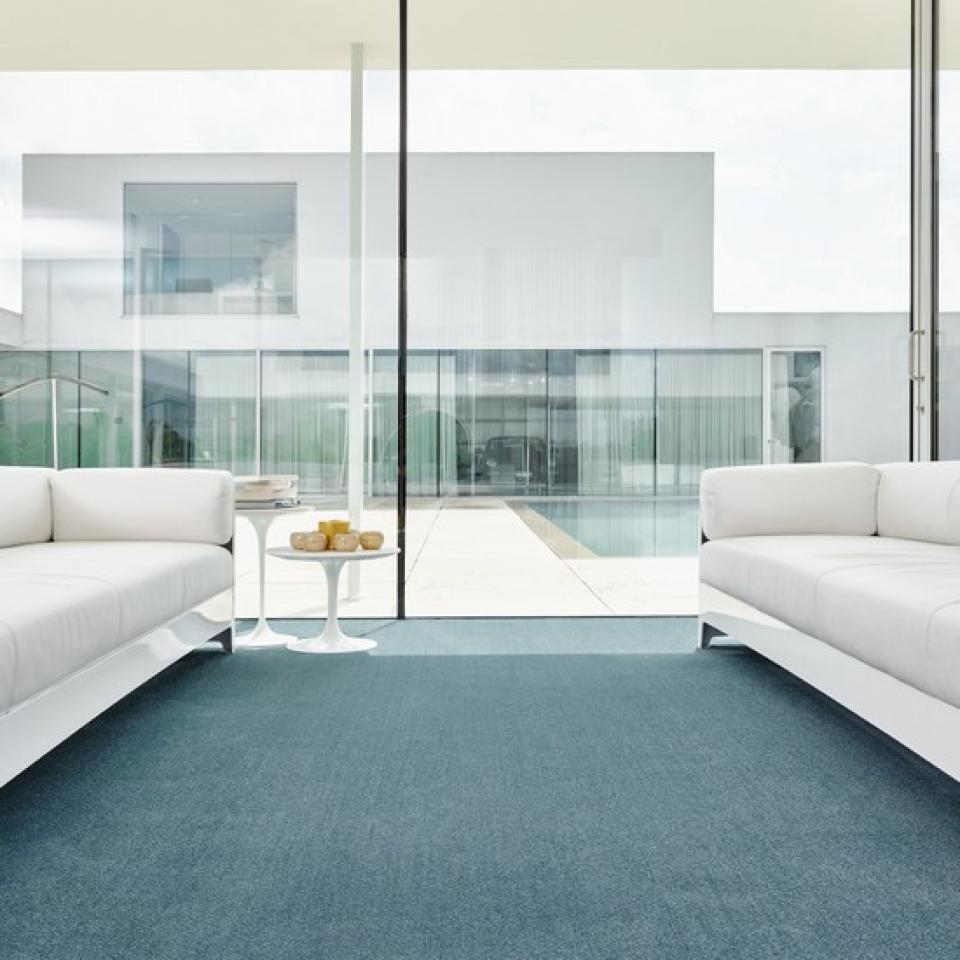 Smartstrand tapijt blauwwitte woonkamer