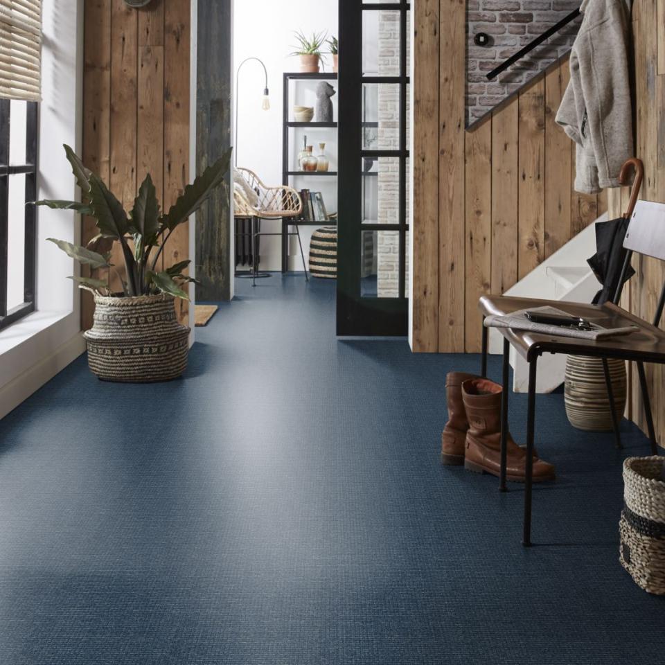 donkerblauwe vloer in de hal